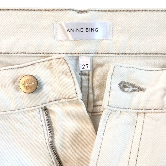 NWT Anine Bing Etta High Rise Cropped Straight Leg  Denim Jeans Off White 25 - Picture 7 of 14